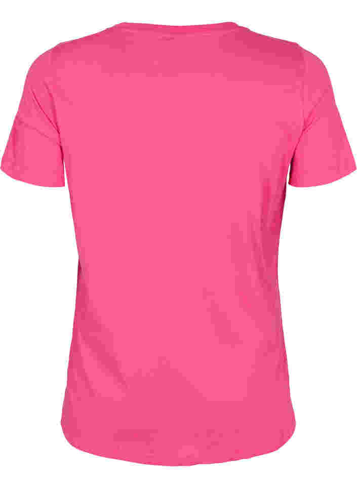 T-skjorte i bomull med tekst på brystet, Fandango Pink, Packshot image number 1