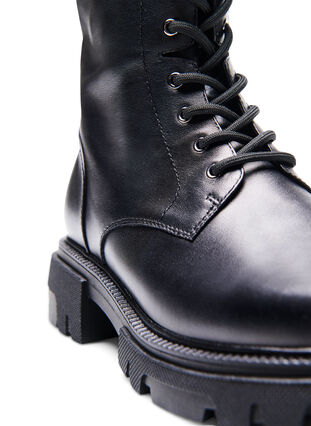 Wide fit skinnstøvler med glidelås og snøre, Black, Packshot image number 2