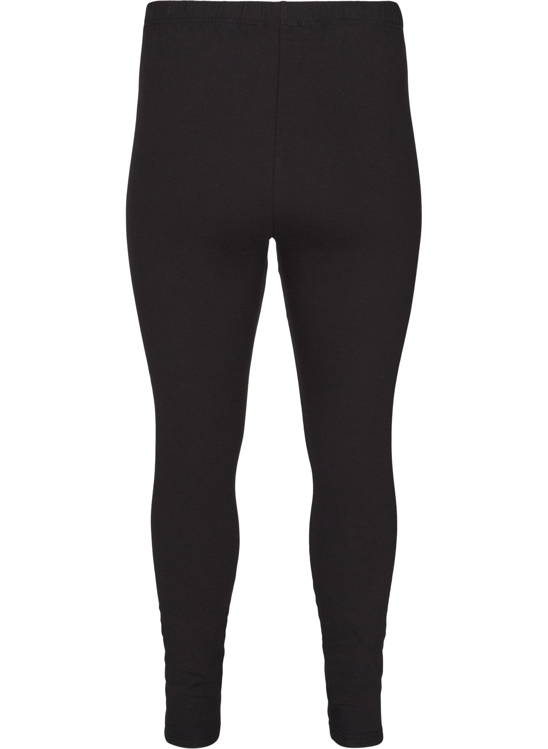 ZizziLeggings i bomull med f&ocirc;r, Svart, Packshot image number 1