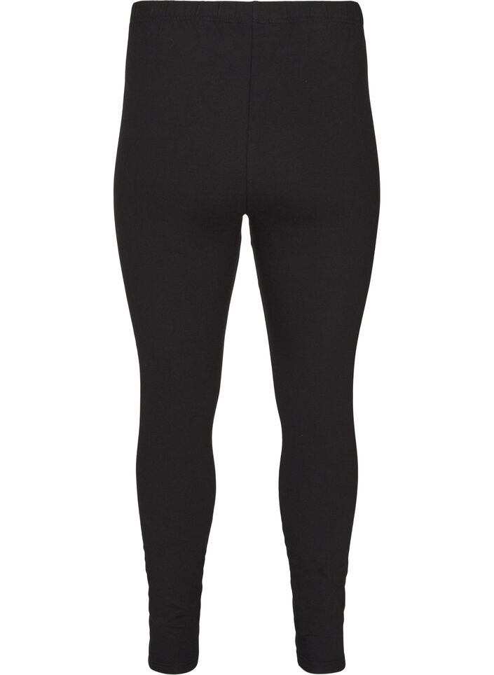 Leggings i bomull med f&ocirc;r, Svart, Packshot image number 1