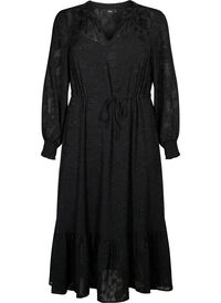 Langarmet midi-kjole i jacquard-utseende