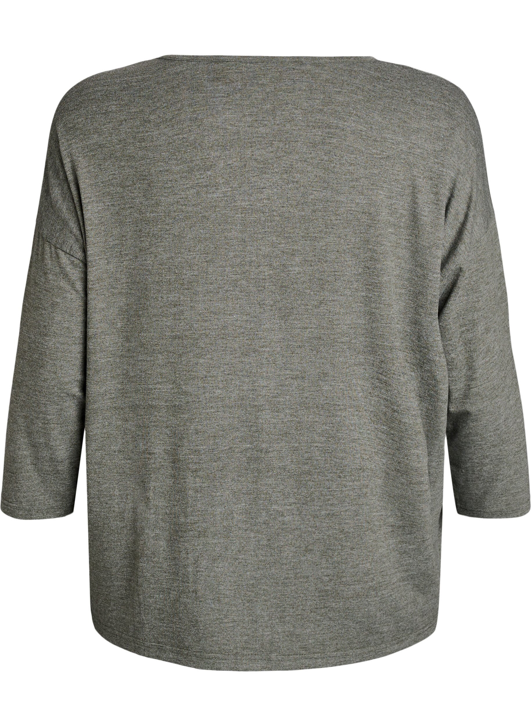 ZizziJersey bluse med 3/4 ermer, Gr&oslash;nn, Packshot image number 1