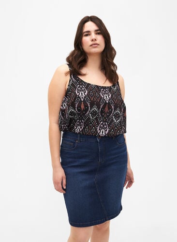 Zizzi FLASH - Tettsittende skjørt i denim, Blå, Model image number 0