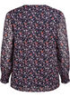 Bluse med blomstertrykk og glittertr&aring;d, Bl&aring;, Packshot image number 1