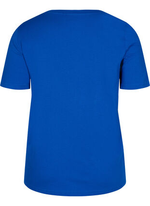 T-skjorte i organisk bomull med V-hals, Princess Blue, Packshot image number 1