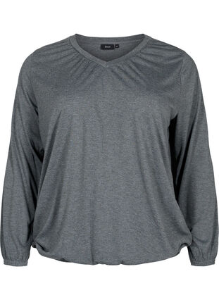 Melert genser med lange ermer og V-hals, Scarab Mel., Packshot image number 0