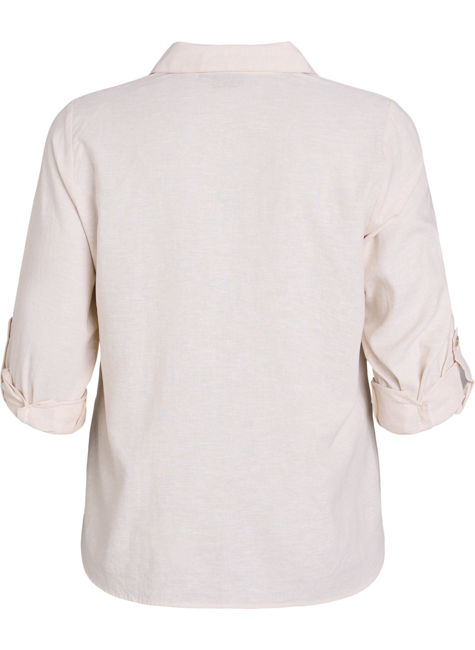 ZizziSkjorte i lin og viskose med 3/4 ermer, Beige, Packshot image number 1