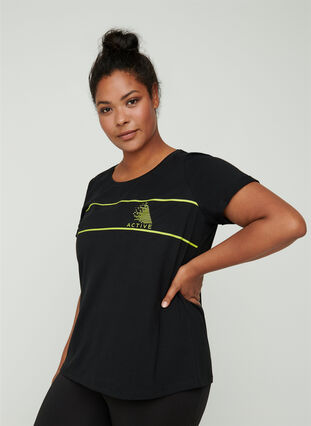 T-skjorte til trening med trykk, Black, Model image number 0