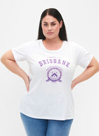 Bomull T-skjorte med trykk, B.W. Brisbane, Model