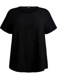 FLASH - Kortermet bluse med tekstur, Black