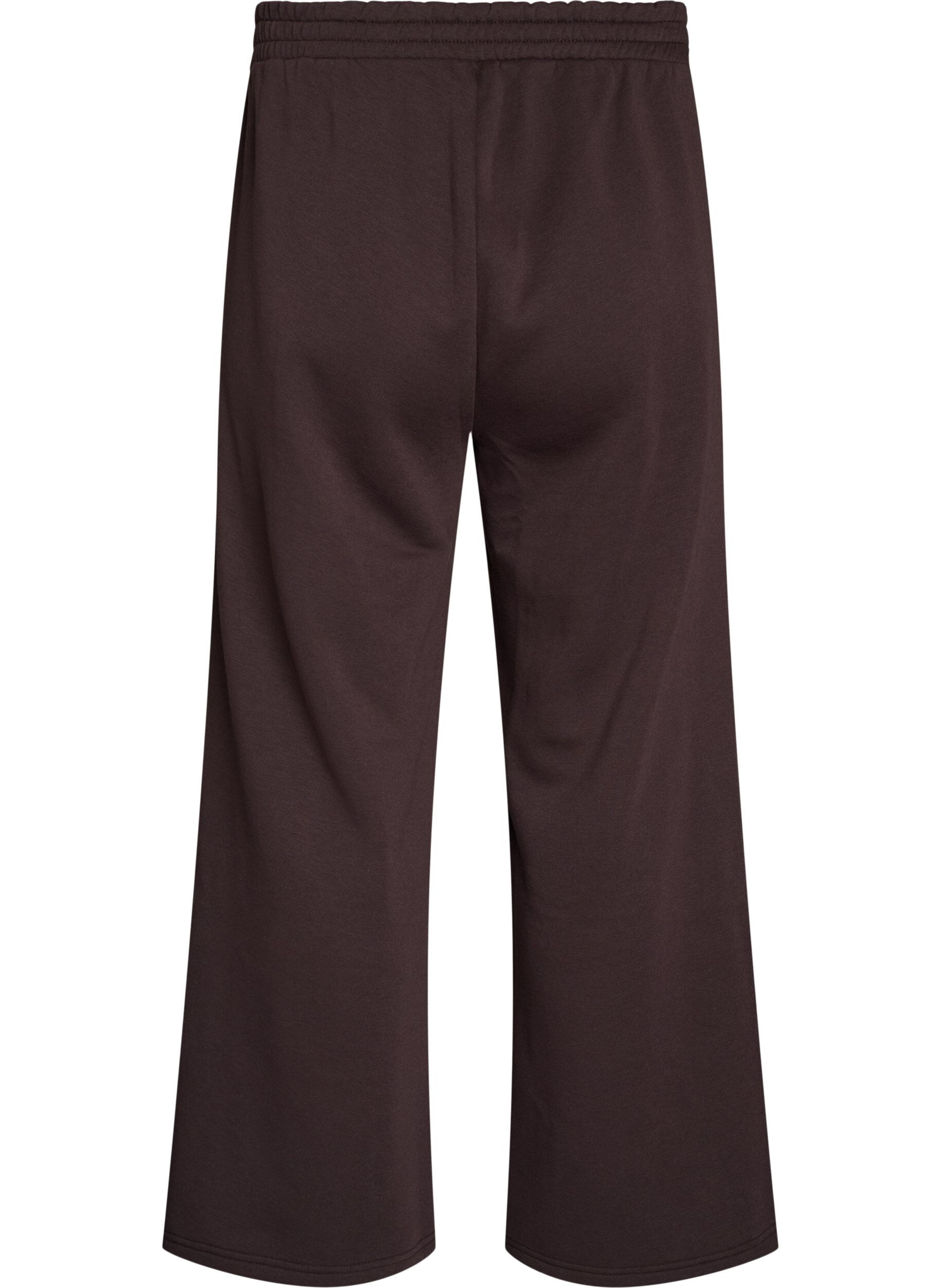 ZizziSweatpants med h&oslash;y midje og vide ben, Brun, Packshot image number 1