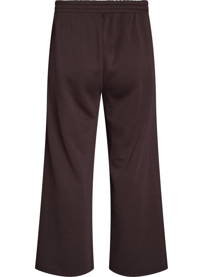 Sweatpants med h&oslash;y midje og vide ben, Brun, Packshot image number 1