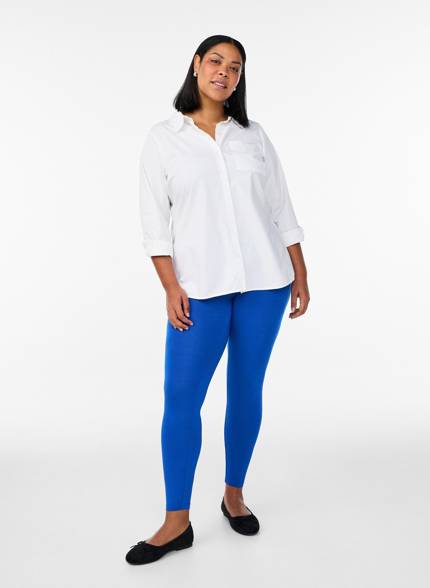 ZizziBasis leggings i viskose, Bl&aring;, Model image number 1