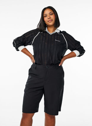 Zizzi Bermuda shorts med høy midje, Black, Model image number 0