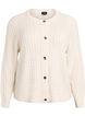 Flettestrikket cardigan med gullfargede knapper, Vanilje, Packshot image number 0