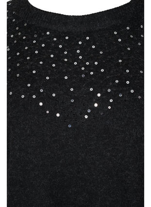 Melert strikkegenser med paljetter, Dark Grey Melange, Packshot image number 2