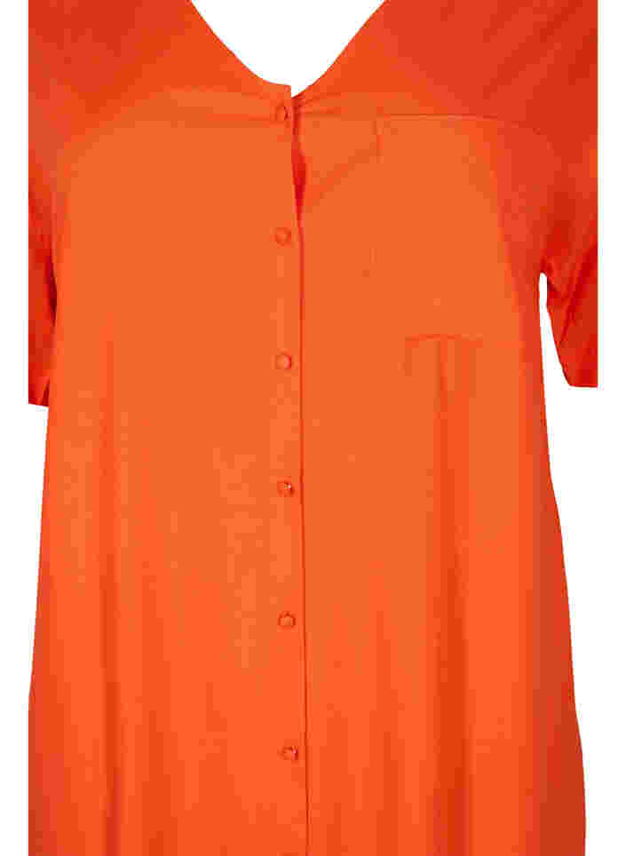 Kortermet skjortekjole i viskose, Mandarin Red, Packshot image number 2