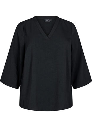 Zizzi FLASH - Bluse med 3/4 ermer, Svart, Packshot image number 0