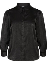 Skjorte med struktur og lange puffermer, Black