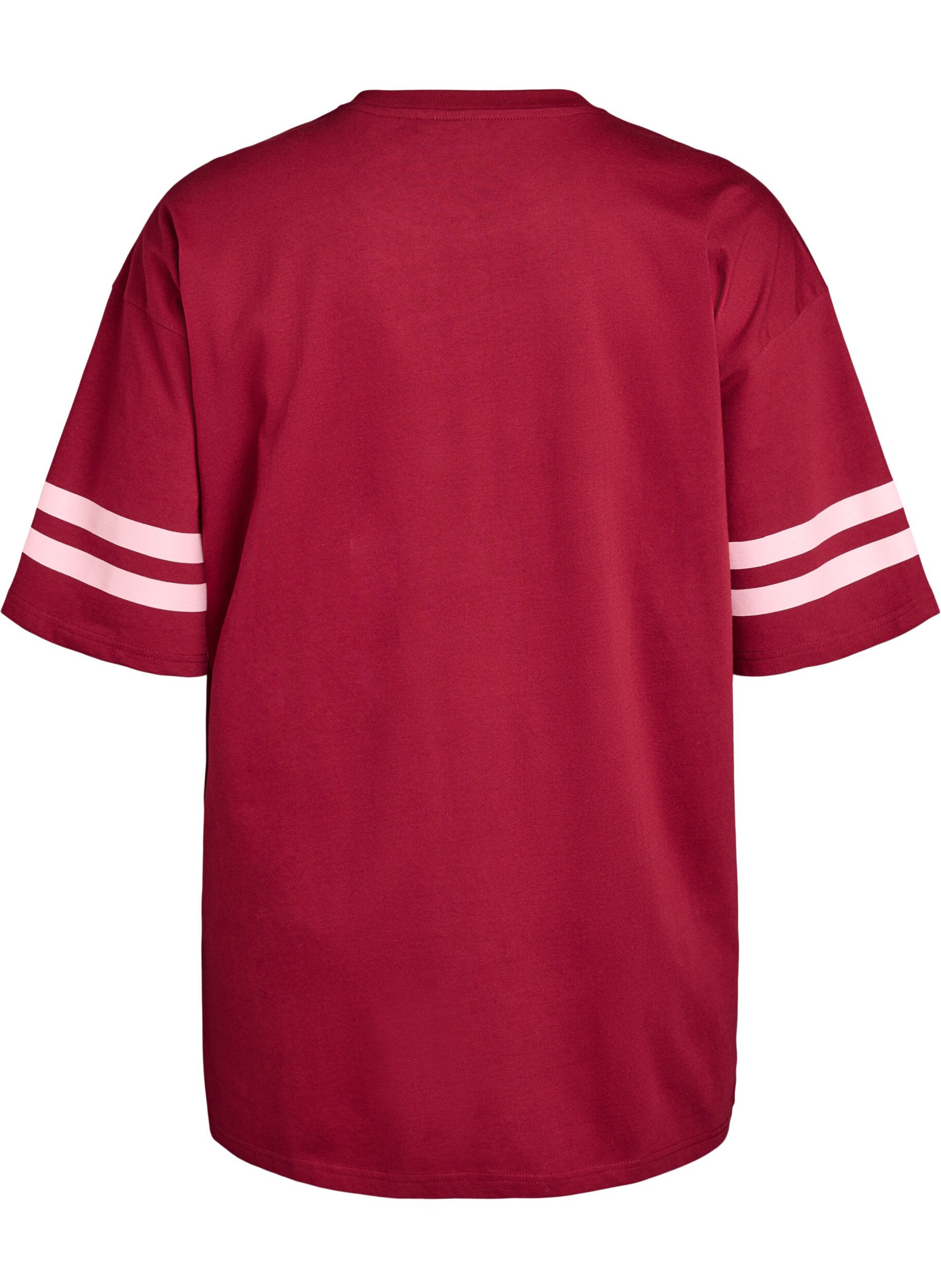 Zizzi Sporty oversized college T-skjorte, R&oslash;d, Packshot image number 1