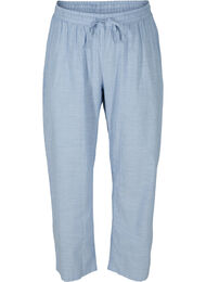 Løse pysjamasbukser i bomull med striper, White/Blue Stripe