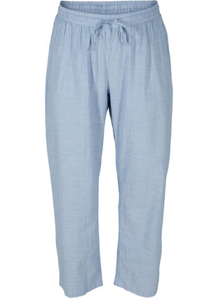 Løse pysjamasbukser i bomull med striper, White/Blue Stripe, Packshot image number 0