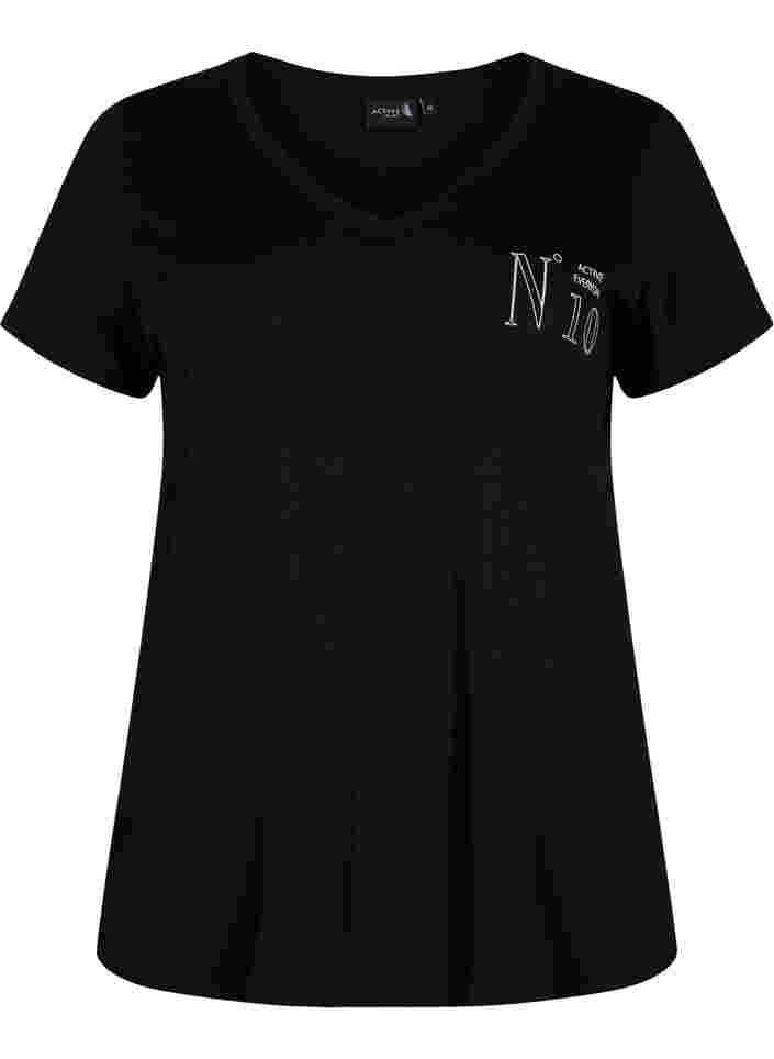 T-skjorte med trykk i bomull til trening , Black w. No. 10, Packshot image number 0