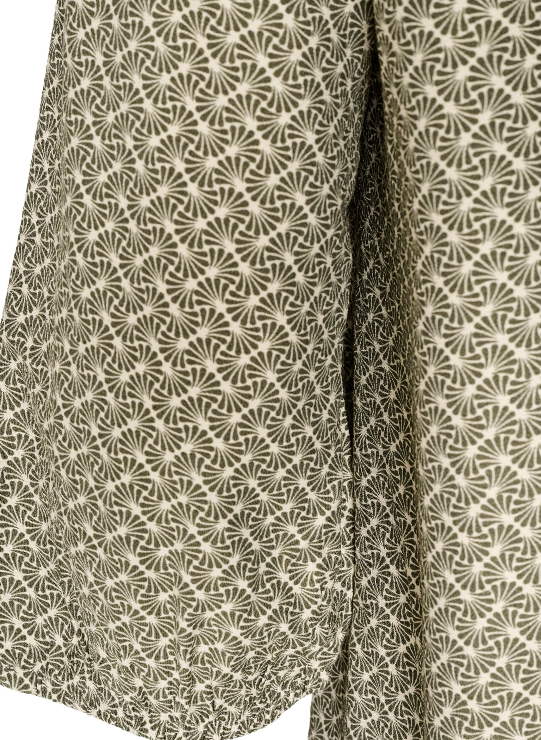 ZizziM&oslash;nstret viskosebluse med 3/4-ermer, Gr&oslash;nn, Packshot image number 3