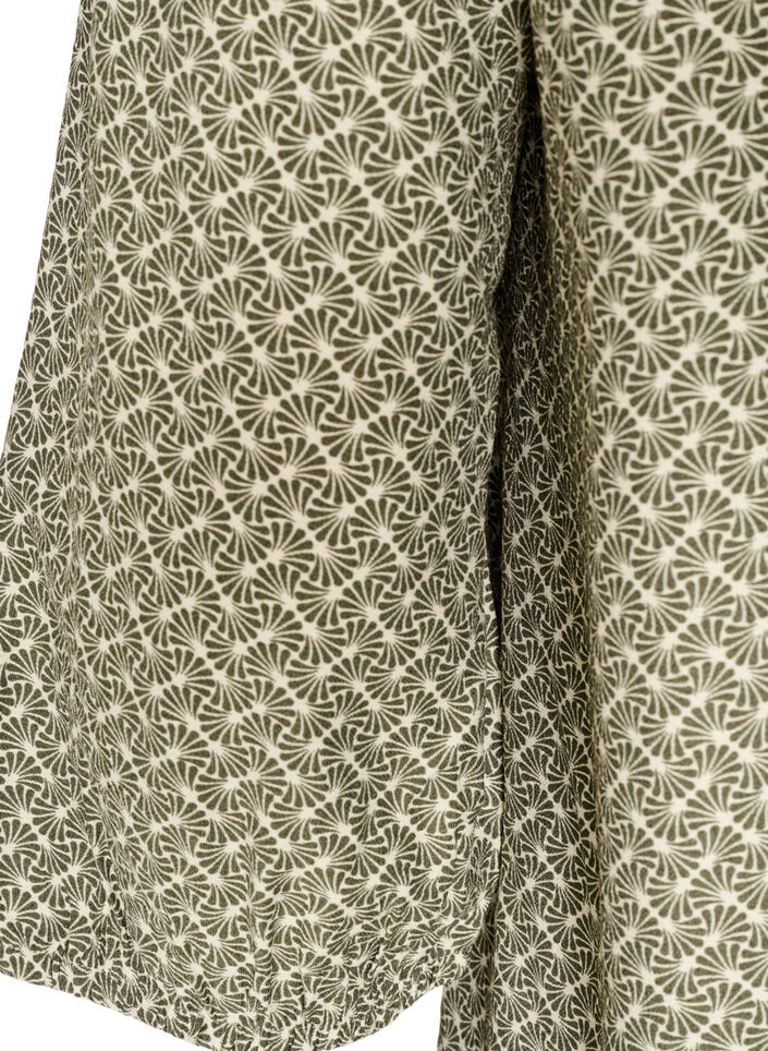 M&oslash;nstret viskosebluse med 3/4-ermer, Gr&oslash;nn, Packshot image number 3