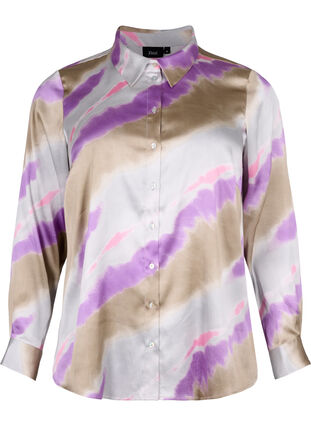 Fargerik skjorte i satinlook, Watercolor, Packshot image number 0