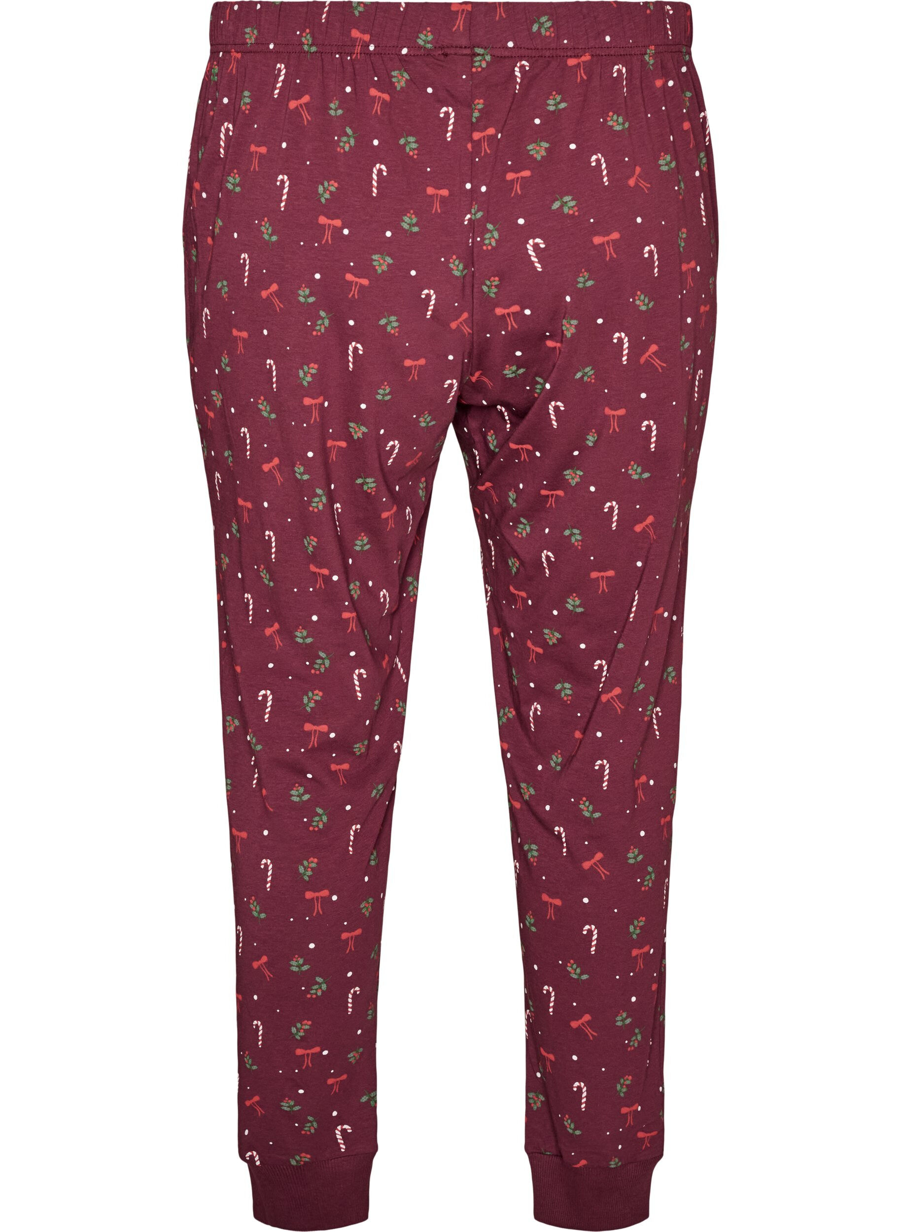ZizziPyjamasbukser med trykk, M&oslash;rk Bordeaux, Packshot image number 1