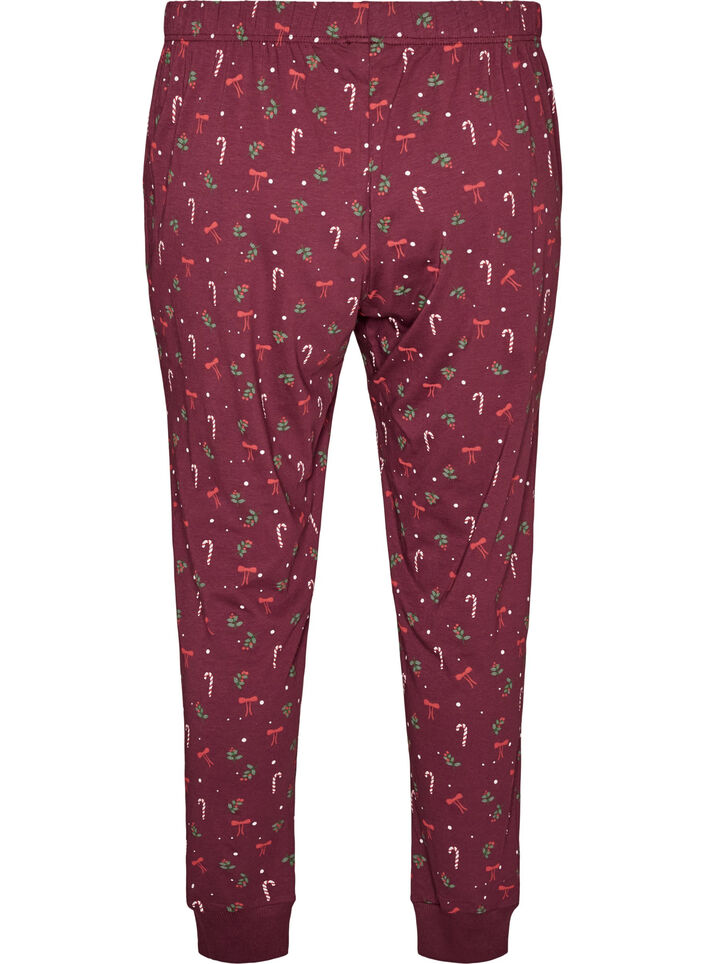 Pyjamasbukser med trykk, M&oslash;rk Bordeaux, Packshot image number 1