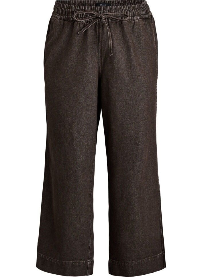 Jeans med vide ben og striper, Blå, Packshot image number 0