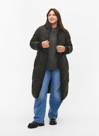 Lang puffer-vinterjakke, Black, Model