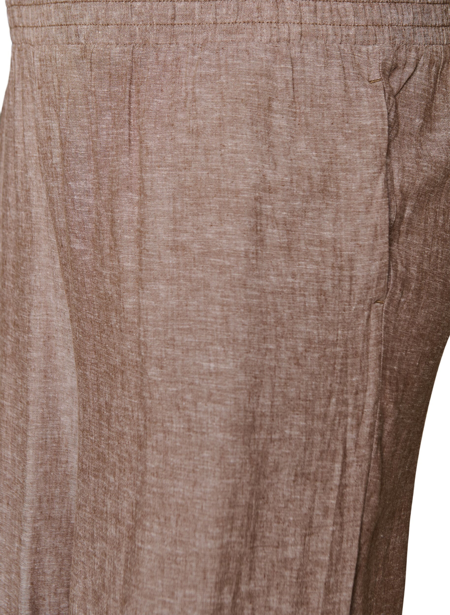 ZizziBukser med vide ben i lin og viskose, Brun, Packshot image number 2