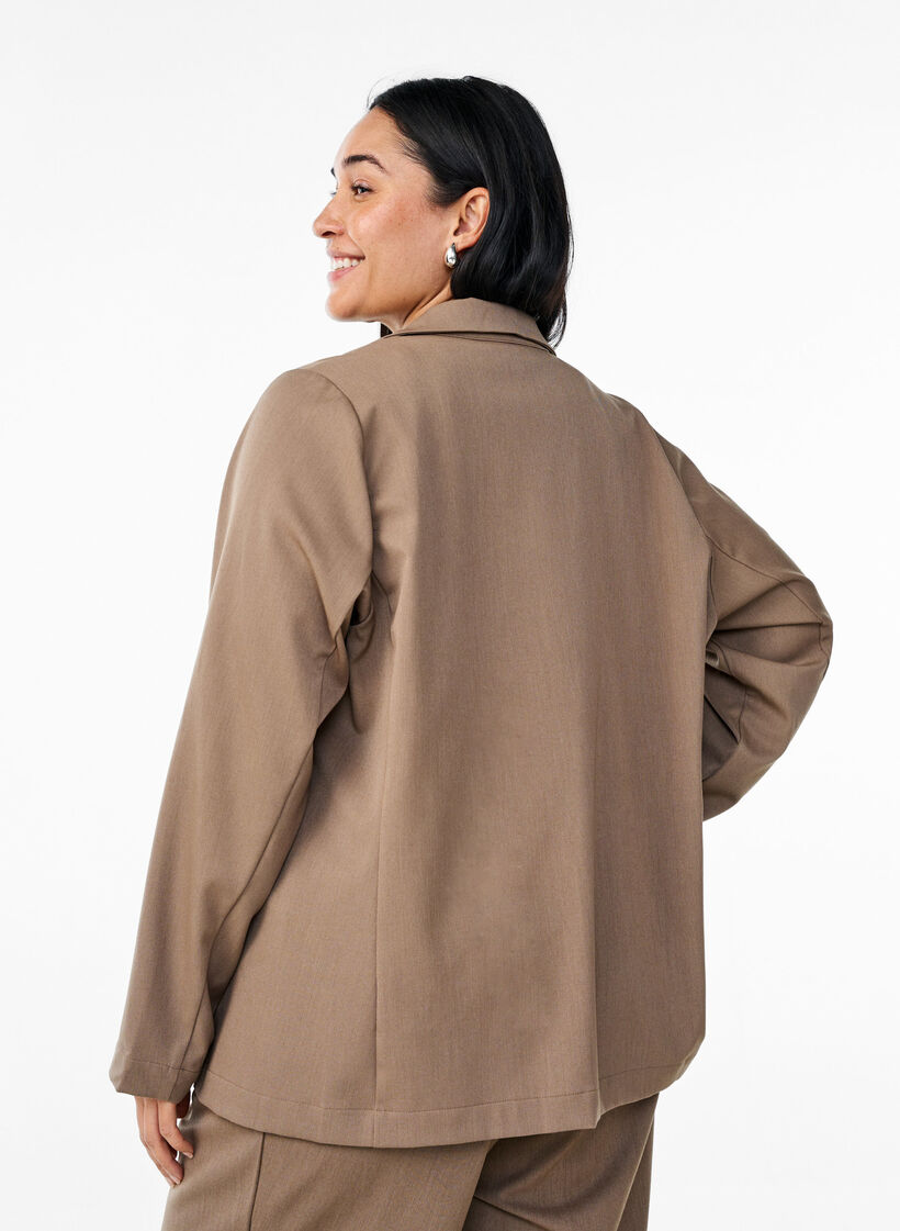 Åpen blazer med lommer, Brun, Model image number 2