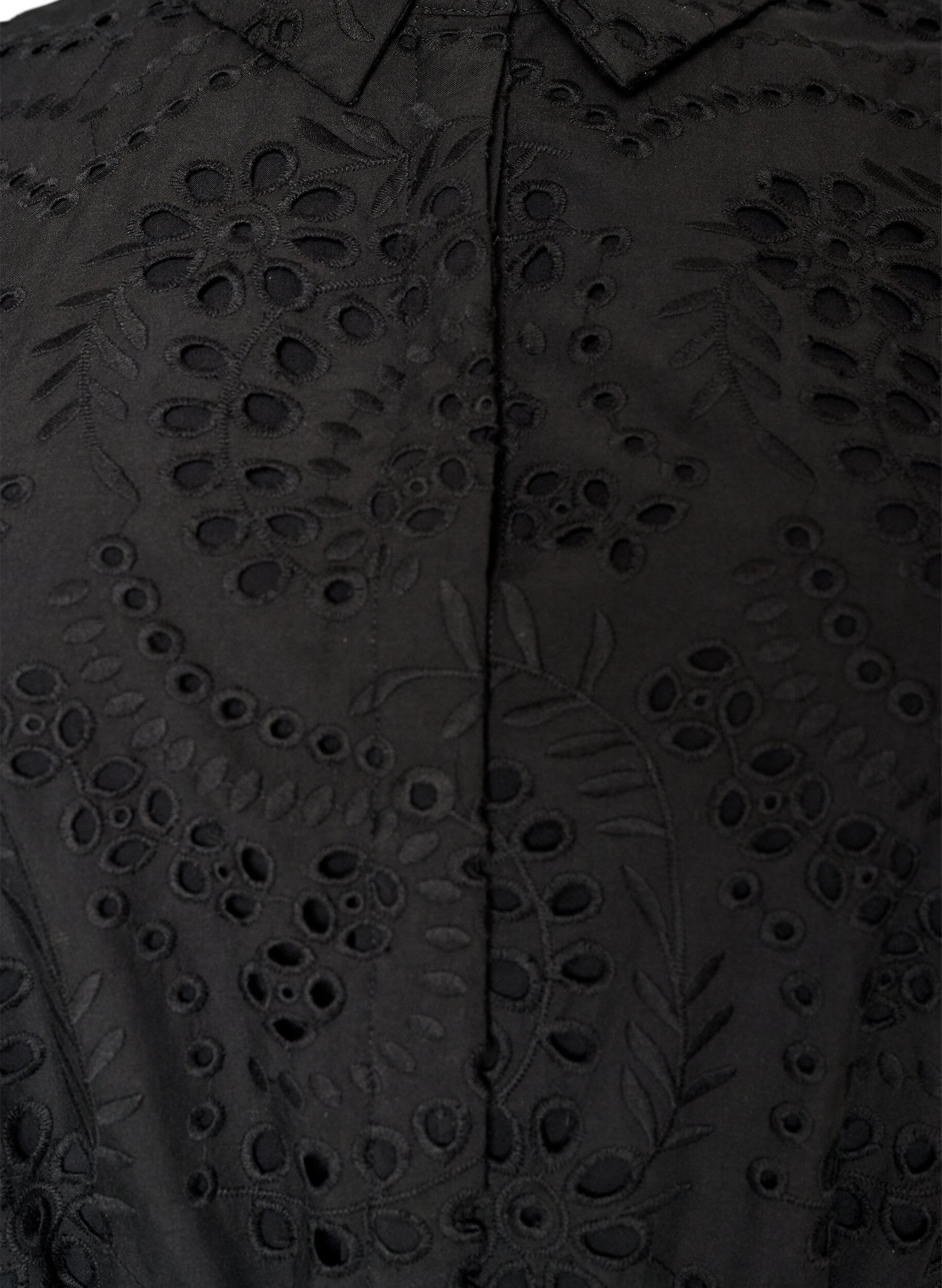 ZizziSkjortekjole i broderie anglaise med knytebelte, Svart, Packshot image number 2
