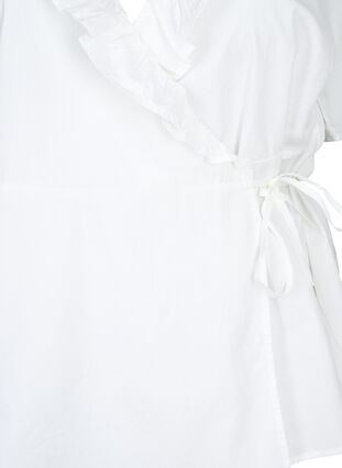 Kortermet bluse med volangdetaljer, Bright White, Packshot image number 2