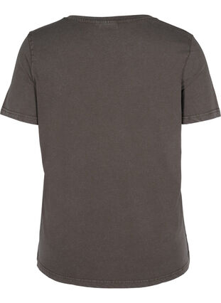 Kortermet T-skjorte med V-hals og tykk, Dark Grey Acid wash, Packshot image number 1