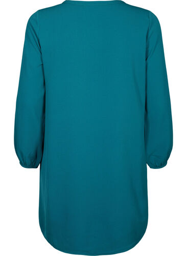 Kjole med lange ermer og V-hals., Deep Teal, Packshot image number 1