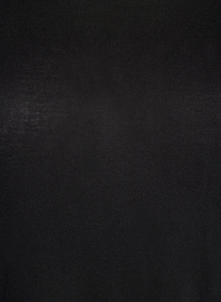 Langermet bluse i ull og viskose, Svart, Packshot image number 2