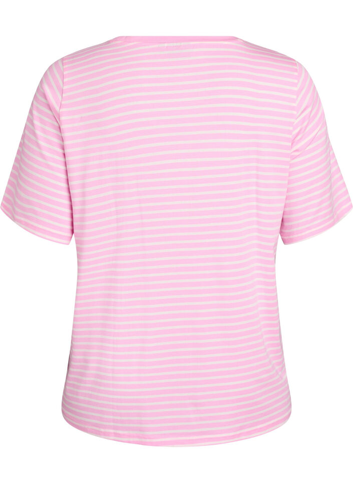T-skjorte med TENCEL&trade; Lyocell og striper, Rosa, Packshot image number 1
