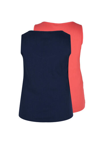 Basis tanktopp i en ribbet struktur, 2 stk., Navy B/Dubarry, Packshot image number 1