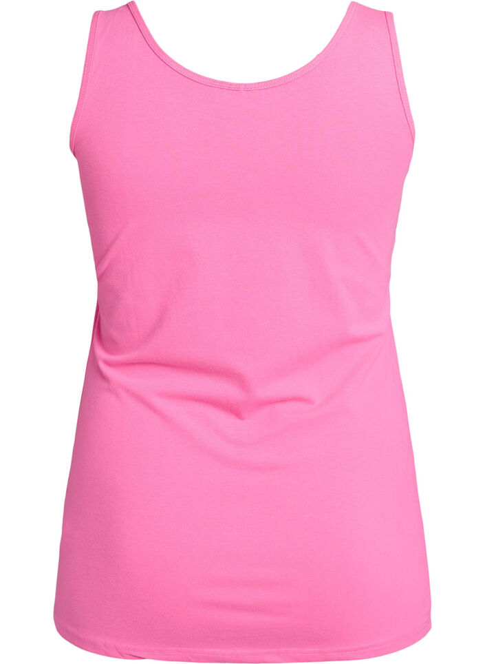 Ensfarget basic topp i bomull, Rosa, Packshot image number 1