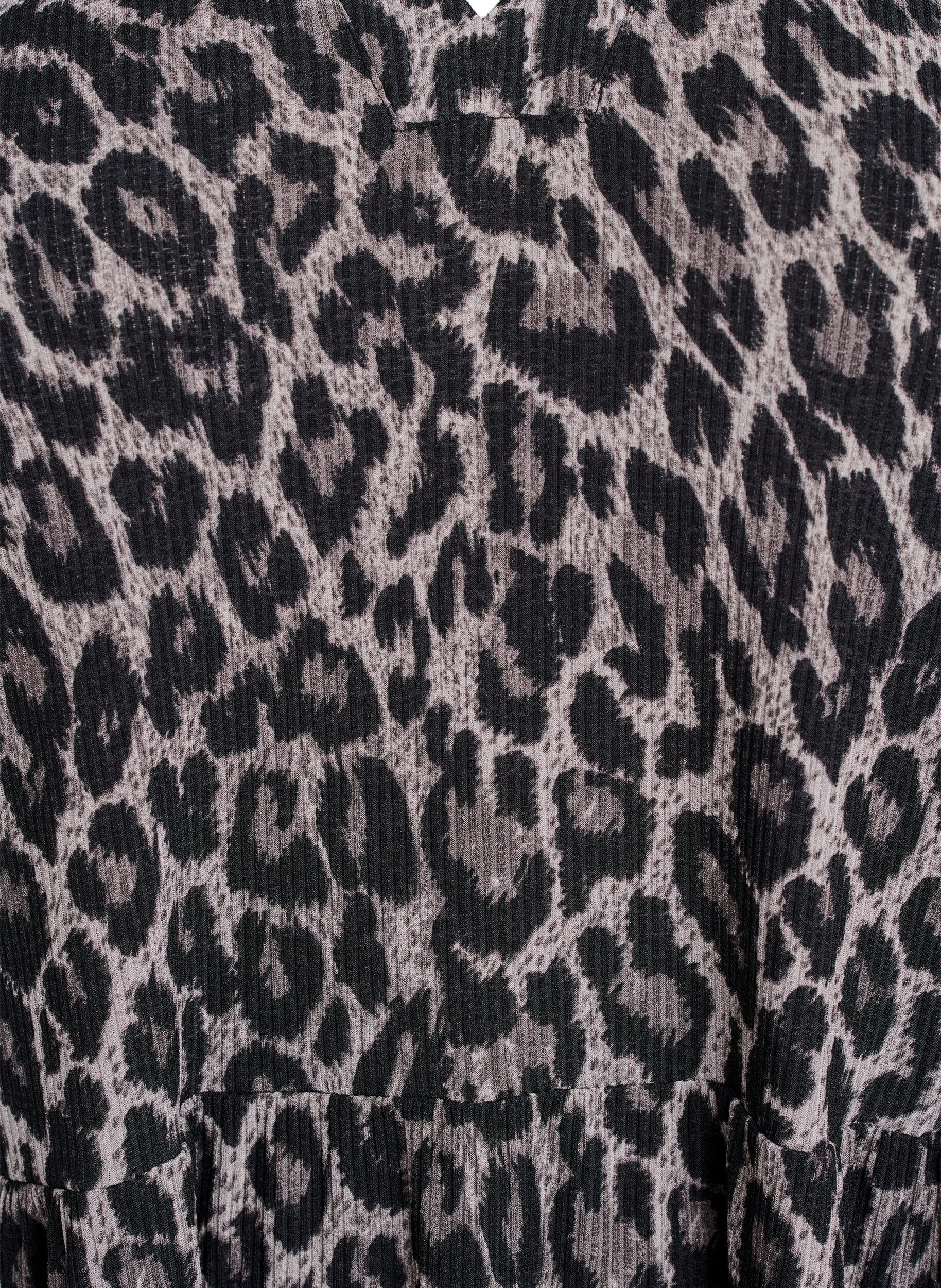 Zizzi Kort A-linje kjole med leopardm&oslash;nster, Gr&aring;, Packshot image number 2