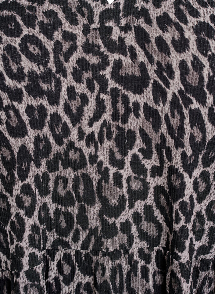 Kort A-linje kjole med leopardmønster, Grå, Packshot image number 2