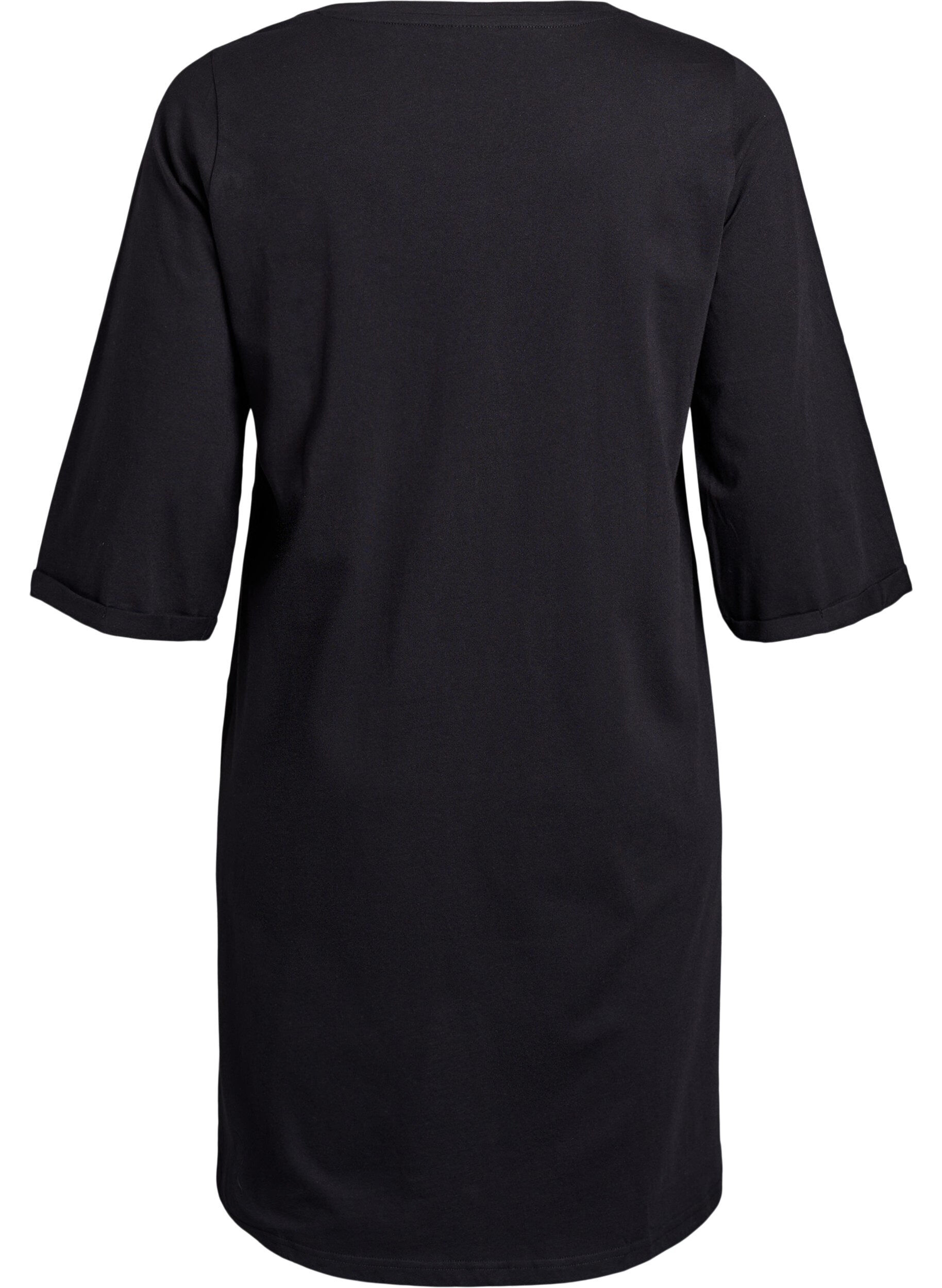 Zizzi Nattkjole i organisk bomull med julemotiv, Svart, Packshot image number 1