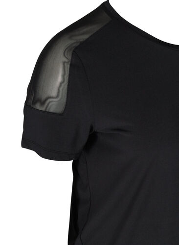 T-skjorte til trening med mesh, Black, Packshot image number 3