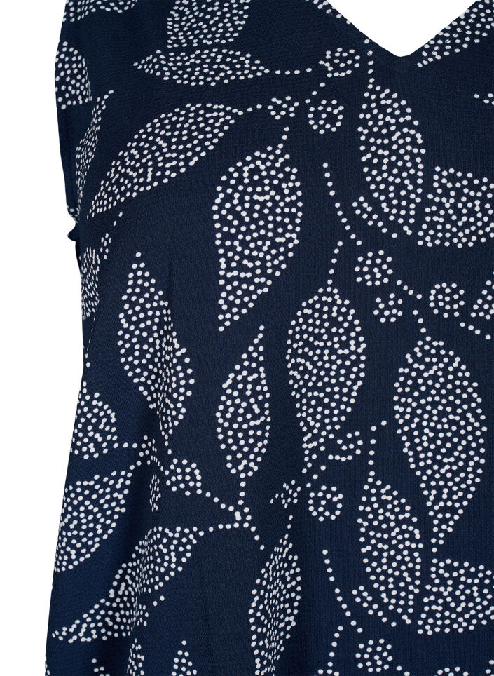 Topp med trykk og V-hals, Navy B. w. Dot Leaf, Packshot image number 2