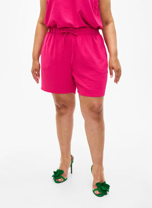 Shorts med lommer og elastisk linning, Pink Peacock, Model image number 2